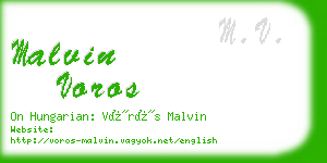 malvin voros business card